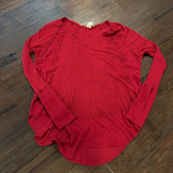 VGUC Red Free People Catalina Thermal Top size Medium - Picture 3 of 6